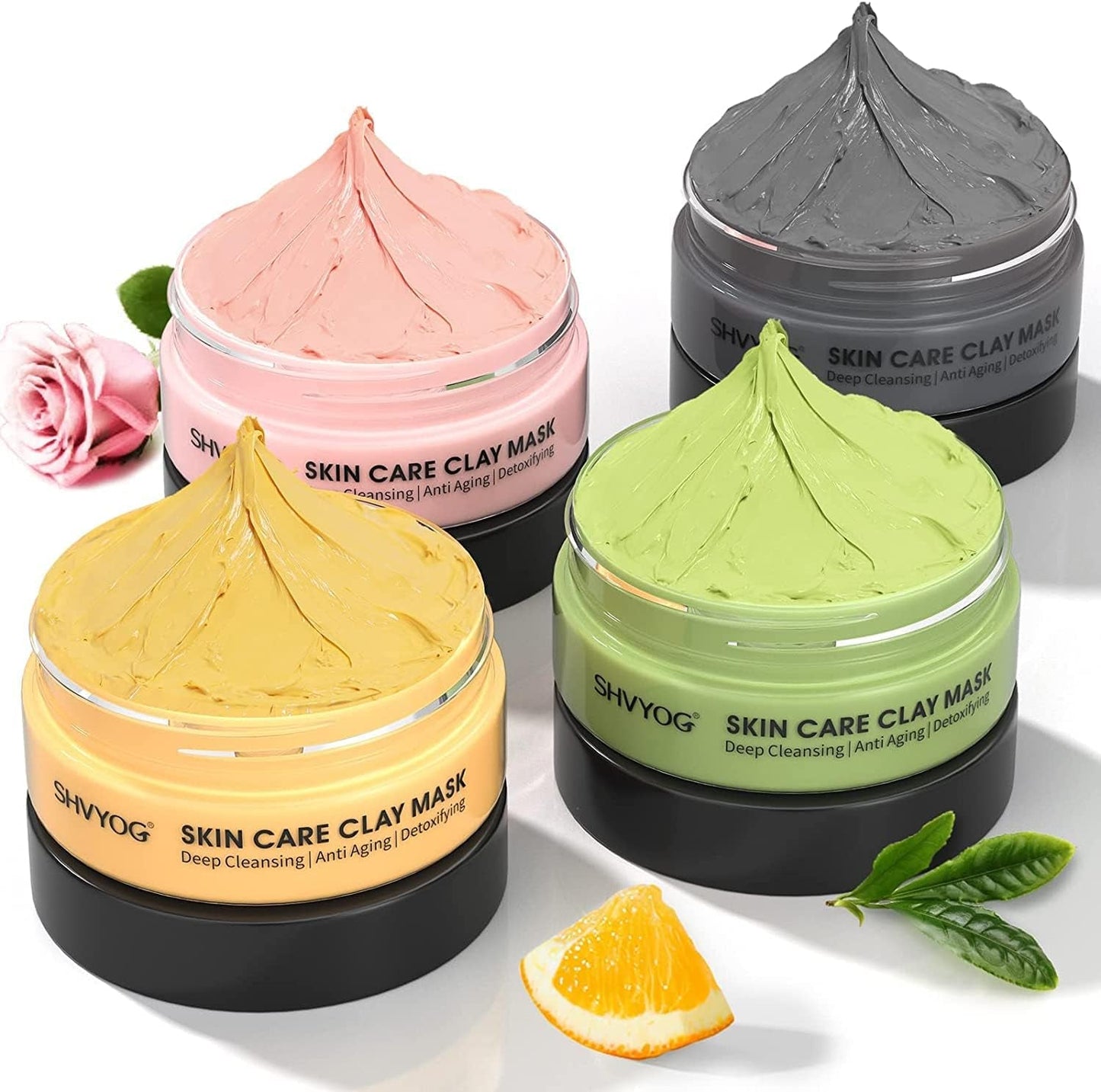 Collection de 4 masques à l'Argile Visage - 240g pour un Soin Complet