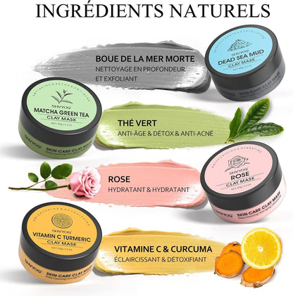 Kit de 4 masques d'argile pour le visage 240G