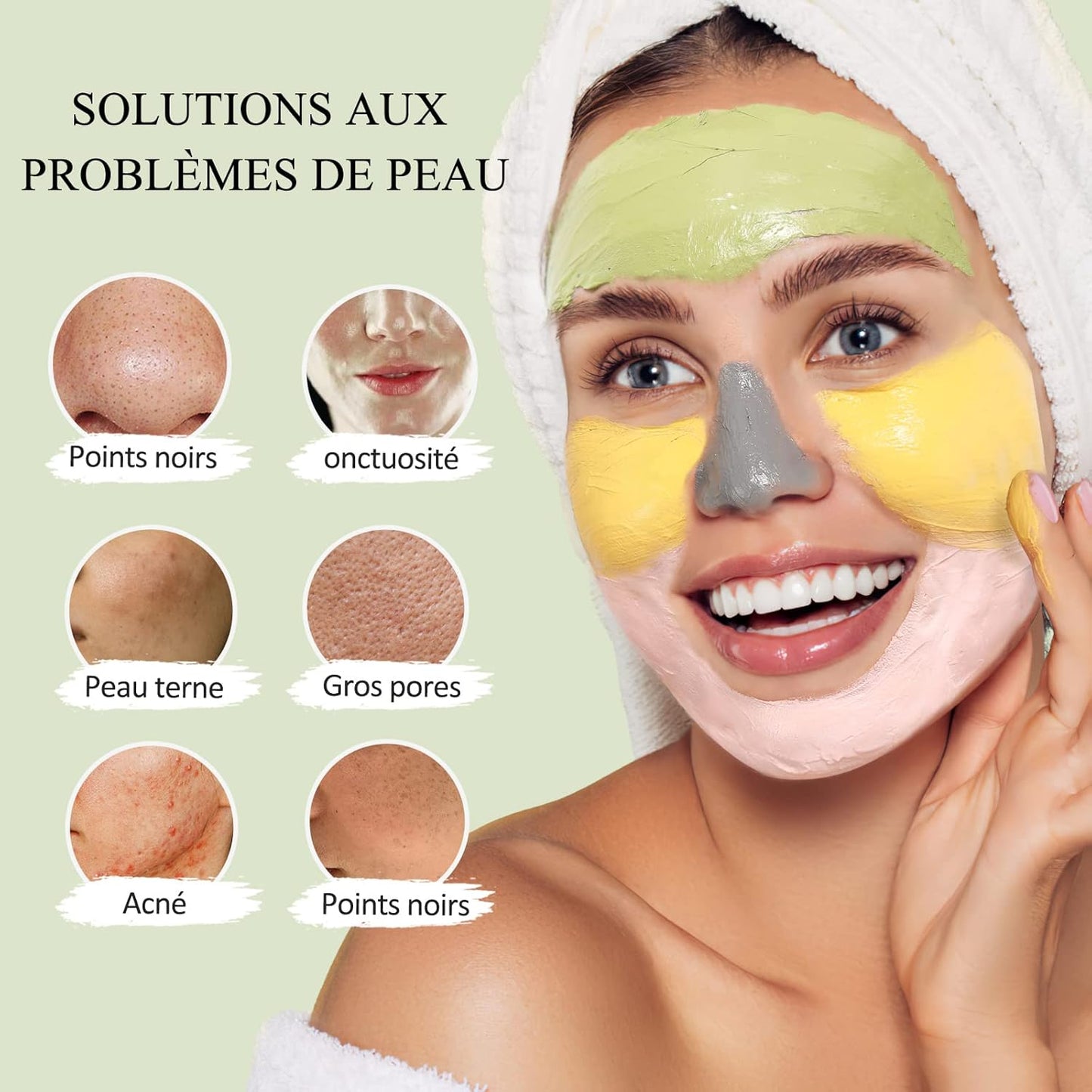 Kit de 4 masques d'argile pour le visage 240G