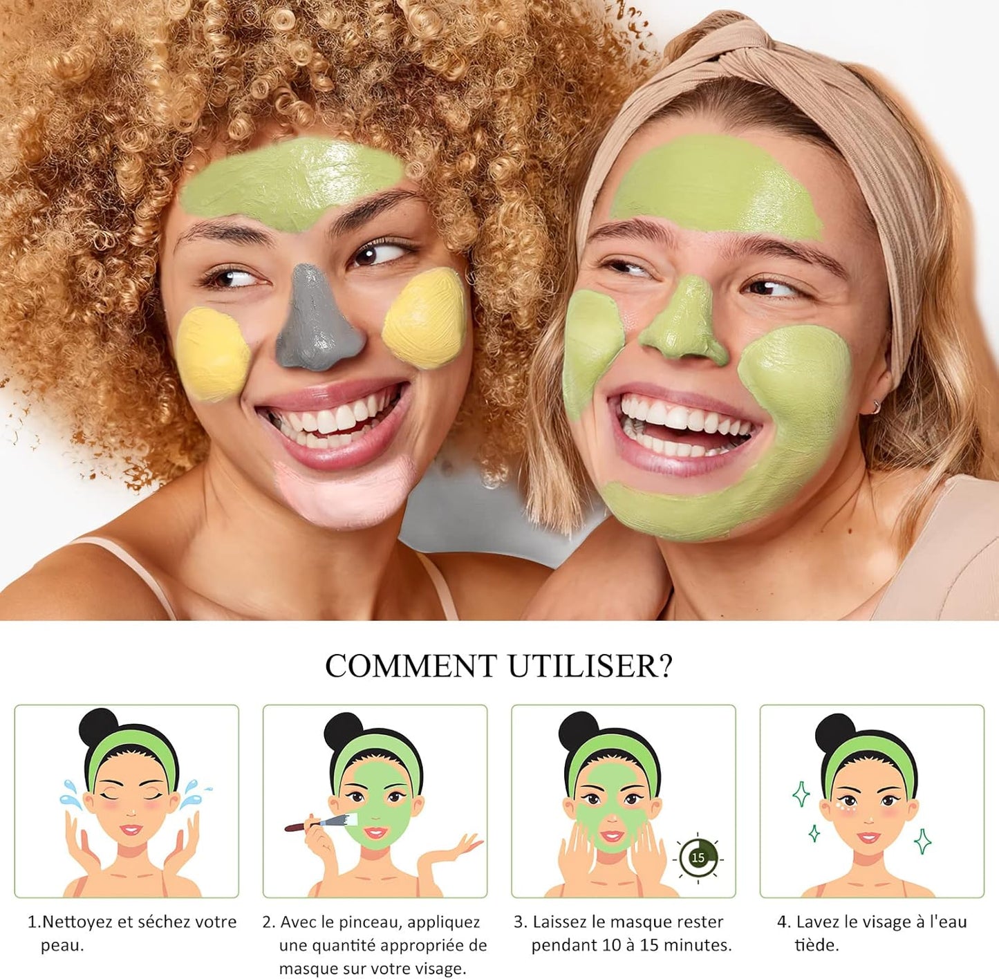 Kit de 4 masques d'argile pour le visage 240G