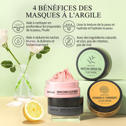 Kit de 4 masques d'argile pour le visage 240G